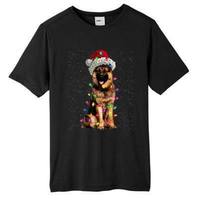 Merry Christmas German Shepherd Santa Hat Lights Xmas Tall Fusion ChromaSoft Performance T-Shirt