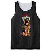 Merry Christmas German Shepherd Santa Hat Lights Xmas Mesh Reversible Basketball Jersey Tank