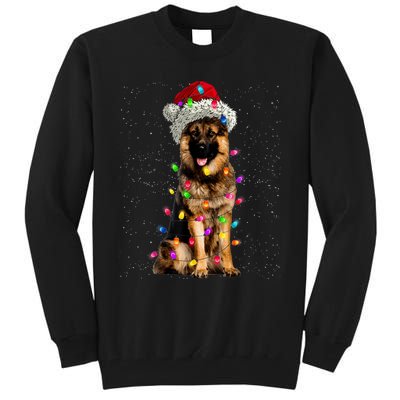 Merry Christmas German Shepherd Santa Hat Lights Xmas Tall Sweatshirt