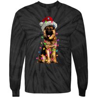 Merry Christmas German Shepherd Santa Hat Lights Xmas Tie-Dye Long Sleeve Shirt