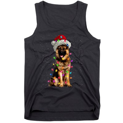 Merry Christmas German Shepherd Santa Hat Lights Xmas Tank Top