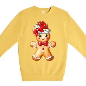 Merry Christmas Gingerbread Santa Pajamas Premium Crewneck Sweatshirt