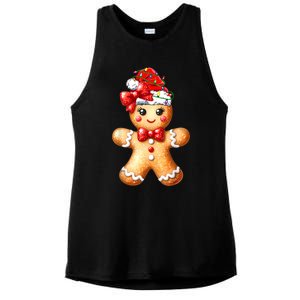 Merry Christmas Gingerbread Santa Pajamas Ladies PosiCharge Tri-Blend Wicking Tank