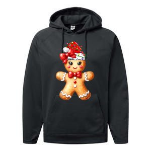 Merry Christmas Gingerbread Santa Pajamas Performance Fleece Hoodie