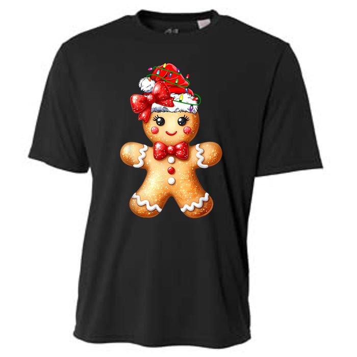 Merry Christmas Gingerbread Santa Pajamas Cooling Performance Crew T-Shirt