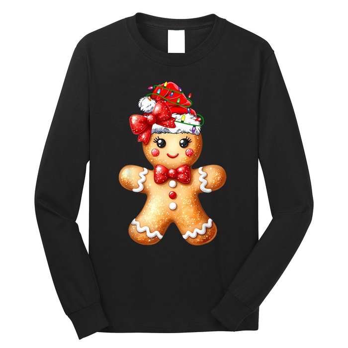 Merry Christmas Gingerbread Santa Pajamas Long Sleeve Shirt