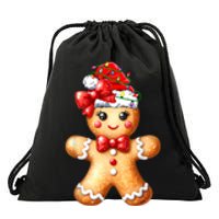 Merry Christmas Gingerbread Santa Pajamas Drawstring Bag