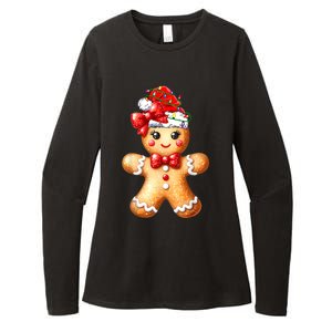 Merry Christmas Gingerbread Santa Pajamas Womens CVC Long Sleeve Shirt