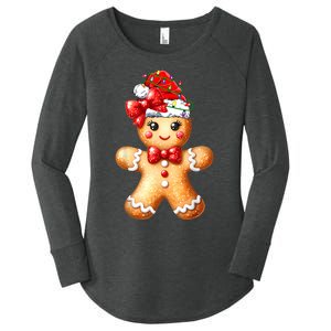 Merry Christmas Gingerbread Santa Pajamas Women's Perfect Tri Tunic Long Sleeve Shirt