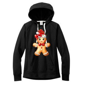 Merry Christmas Gingerbread Santa Pajamas Women's Fleece Hoodie