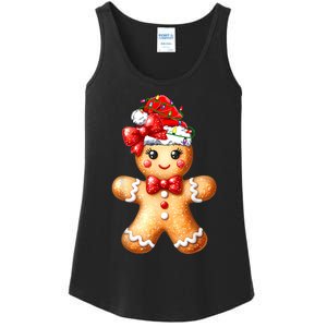 Merry Christmas Gingerbread Santa Pajamas Ladies Essential Tank