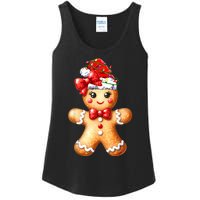 Merry Christmas Gingerbread Santa Pajamas Ladies Essential Tank