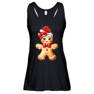 Merry Christmas Gingerbread Santa Pajamas Ladies Essential Flowy Tank