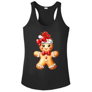 Merry Christmas Gingerbread Santa Pajamas Ladies PosiCharge Competitor Racerback Tank