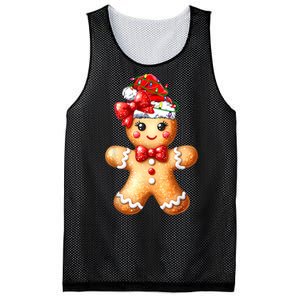 Merry Christmas Gingerbread Santa Pajamas Mesh Reversible Basketball Jersey Tank