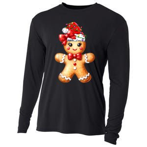 Merry Christmas Gingerbread Santa Pajamas Cooling Performance Long Sleeve Crew