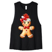 Merry Christmas Gingerbread Santa Pajamas Women's Racerback Cropped Tank