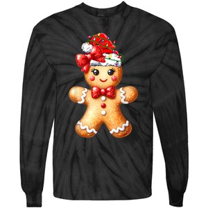 Merry Christmas Gingerbread Santa Pajamas Tie-Dye Long Sleeve Shirt