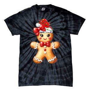 Merry Christmas Gingerbread Santa Pajamas Tie-Dye T-Shirt