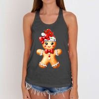 Merry Christmas Gingerbread Santa Pajamas Women's Knotted Racerback Tank