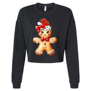 Merry Christmas Gingerbread Santa Pajamas Cropped Pullover Crew