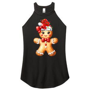 Merry Christmas Gingerbread Santa Pajamas Women's Perfect Tri Rocker Tank