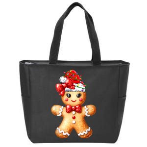 Merry Christmas Gingerbread Santa Pajamas Zip Tote Bag