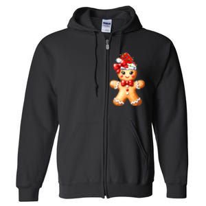 Merry Christmas Gingerbread Santa Pajamas Full Zip Hoodie