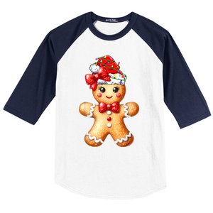 Merry Christmas Gingerbread Santa Pajamas Baseball Sleeve Shirt