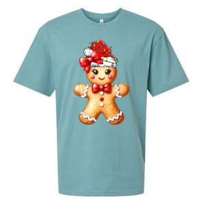 Merry Christmas Gingerbread Santa Pajamas Sueded Cloud Jersey T-Shirt