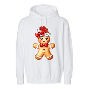 Merry Christmas Gingerbread Santa Pajamas Garment-Dyed Fleece Hoodie