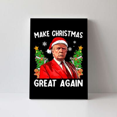 Make Christmas Great Again Funny Santa Trump 2024 Xmas Canvas