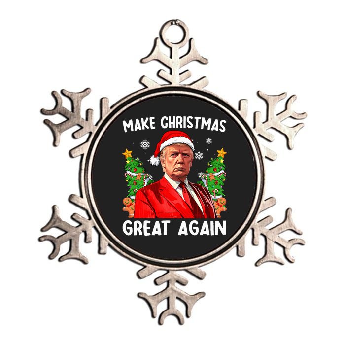 Make Christmas Great Again Funny Santa Trump 2024 Xmas Metallic Star Ornament