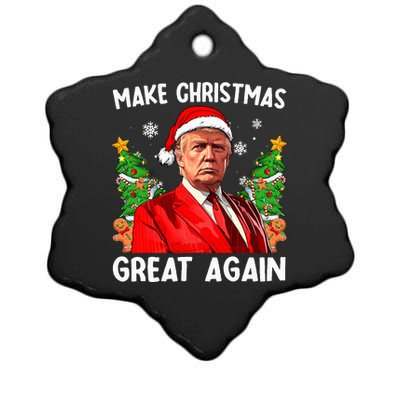 Make Christmas Great Again Funny Santa Trump 2024 Xmas Ceramic Star Ornament