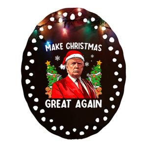 Make Christmas Great Again Funny Santa Trump 2024 Xmas Ceramic Oval Ornament