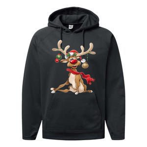 Merry Christmas Gifts For Him Funny Reindeer Performance Fleece Hoodie