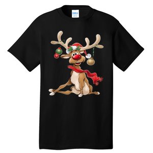 Merry Christmas Gifts For Him Funny Reindeer Tall T-Shirt