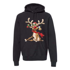 Merry Christmas Gifts For Him Funny Reindeer Premium Hoodie