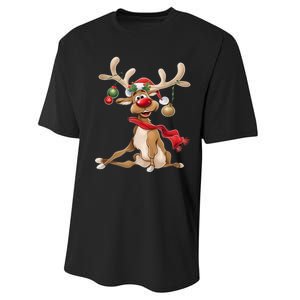 Merry Christmas Gifts For Him Funny Reindeer Performance Sprint T-Shirt