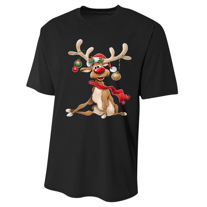 Merry Christmas Gifts For Him Funny Reindeer Performance Sprint T-Shirt