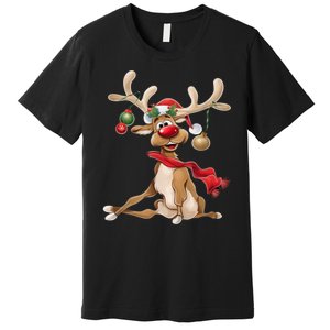 Merry Christmas Gifts For Him Funny Reindeer Premium T-Shirt