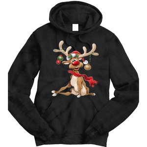 Merry Christmas Gifts For Him Funny Reindeer Tie Dye Hoodie