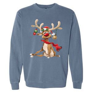 Merry Christmas Gifts For Him Funny Reindeer Garment-Dyed Sweatshirt