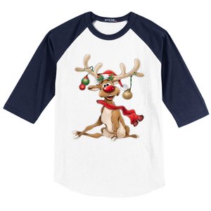 Merry Christmas Gifts For Him Funny Reindeer Baseball Sleeve Shirt