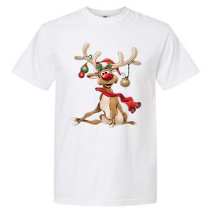 Merry Christmas Gifts For Him Funny Reindeer Garment-Dyed Heavyweight T-Shirt