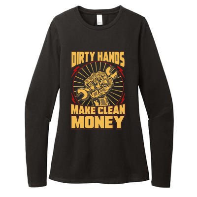 Mechanic Car Guy Dirty Hands Make Clean Money Womens CVC Long Sleeve Shirt