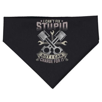 Mechanic Car Guy I Cant Fix Stupid But I Can Charge For It USA-Made Doggie Bandana