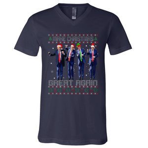 Make Christmas Great Again Ugly Sweaters Trump Dance Santa V-Neck T-Shirt