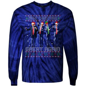 Make Christmas Great Again Ugly Sweaters Trump Dance Santa Tie-Dye Long Sleeve Shirt