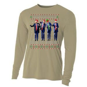 Make Christmas Great Again Ugly Sweaters Trump Dance Santa Cooling Performance Long Sleeve Crew